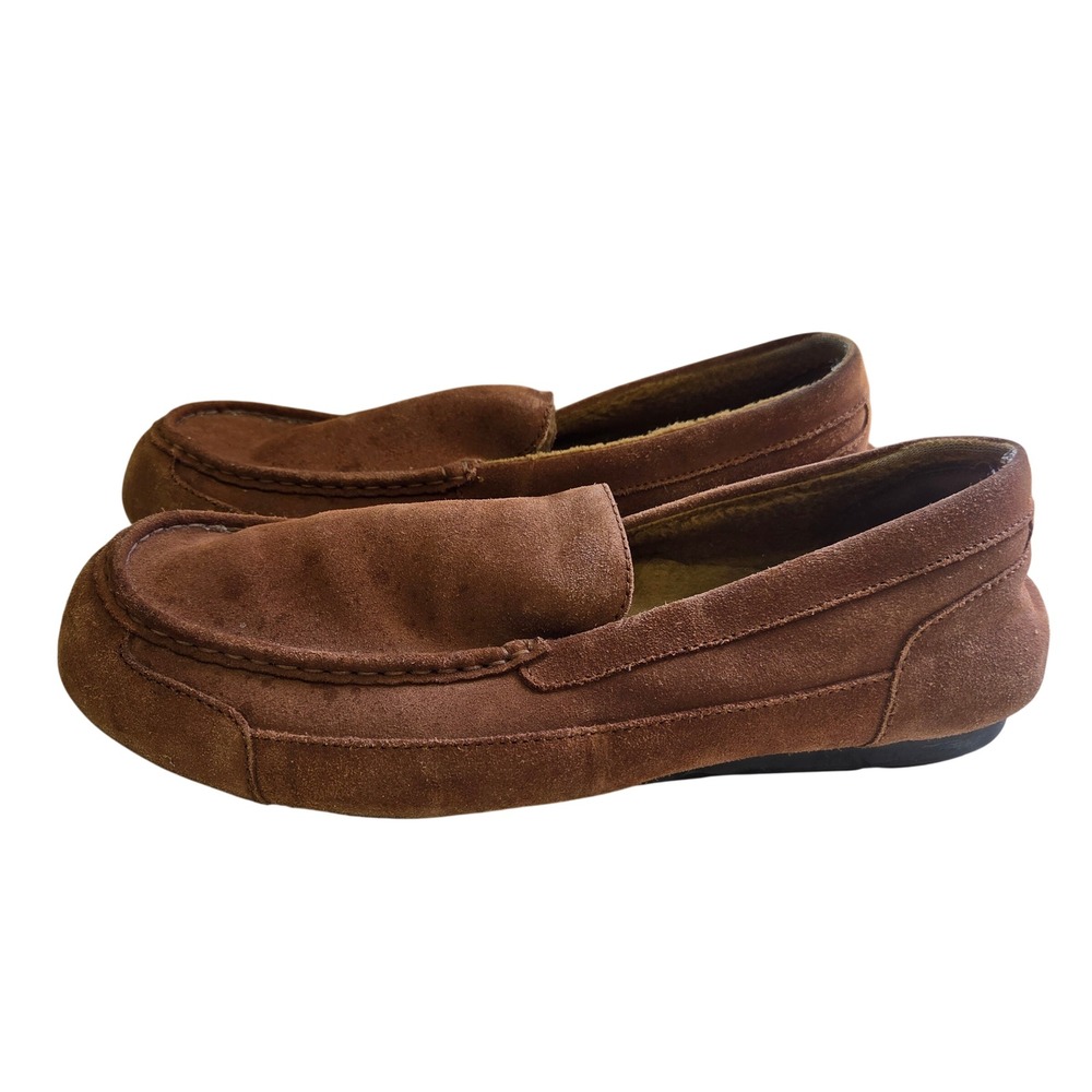 Samuel Hubbard Mens Brown Suede Wool Fur Lined Loafer Slippers M5800-015 Size 13